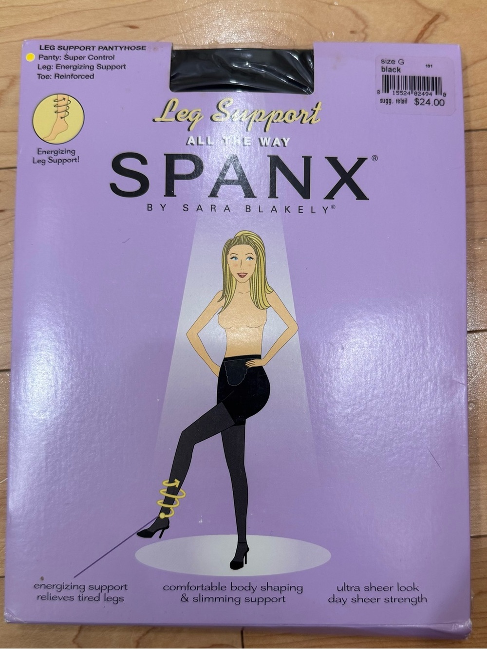 NWT Vintage Size G All The Way Leg Support Spanx Sheer Black Pantyhose
